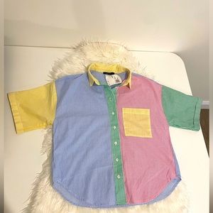 Multi color pinstripe collar button down. Relaxed fit. New with tags.